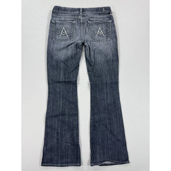 7 For All Mankind Flared Jeans Bootcut Women's Size 28 Black Dark Wash USA Made - Picture 3 of 8